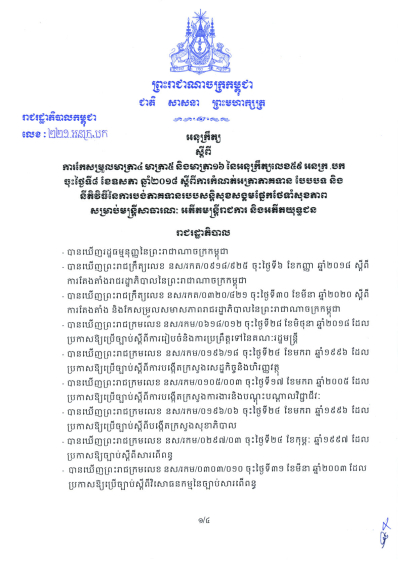 អនុក្រឹត្យ លេខ២២១/២២ ស្ដីពី​ ការ​កែសម្រួល​មាត្រា​៤ មាត្រា​៥ និង​មាត្រា​១៦​ នៃ​អនុក្រឹត្យ​លេខ៥៩ អនក្រ.បក ចុះថ្ងៃទី៨ ខែឧសភា ឆ្នាំ២០១៨ ស្ដីពី​ការ​កំណត់​អត្រាភាគទាន​ បែបបទ​ និងនីតិវិធីនៃការបង់​ភាគទានរបបសន្តិសុខ​សង្គម​ផ្នែកថែទាំសុខភាព