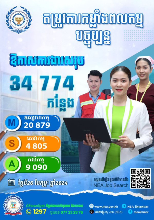 ឱកាសការងារក្នុងស្រុកចំនួន ៣៤ ៧៧៤ កន្លែង!