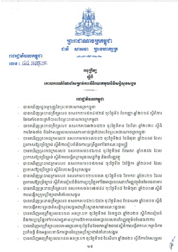 អនុក្រឹត្យ លេខ៤៤/២៣ ស្ដីពី គោលការណ៍ណែនាំសម្រាប់​ការ​វិនិយោគមូលនិធិសន្តិសុខ​សង្គម